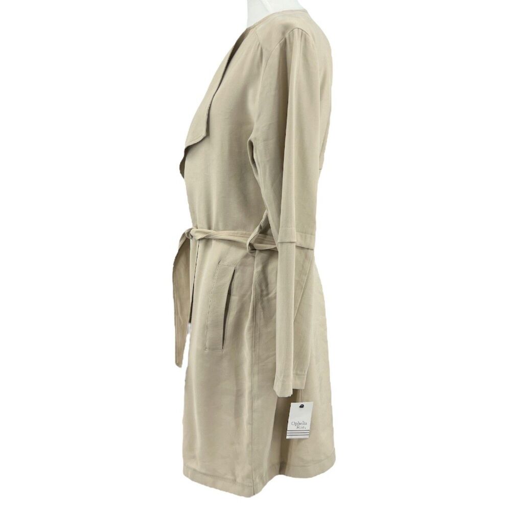 Khaki Wrap Jacket Women's Size Med Tie Front Dressy Business Professional - Picture 5 of 13